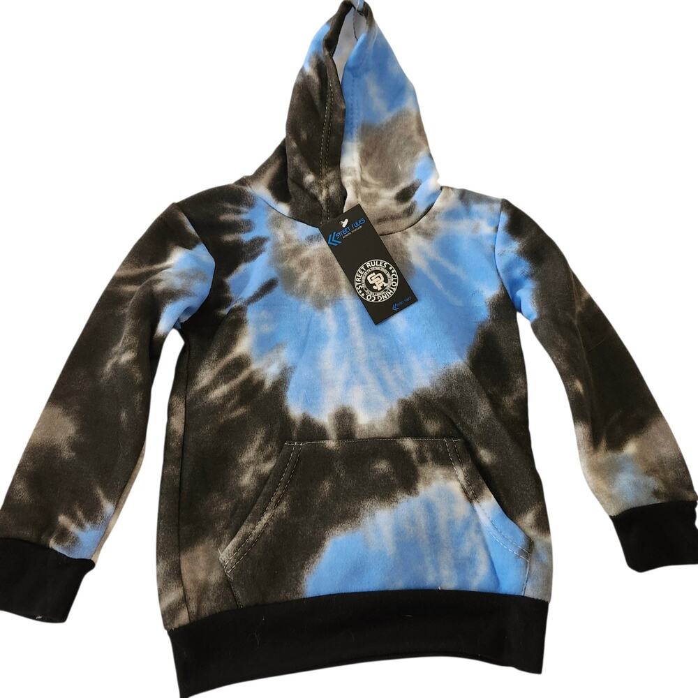 NWT Boys Street Rules Tie Dye Hoodie Pullover Sweatshirt Sz 4 Kangaroo Pocket